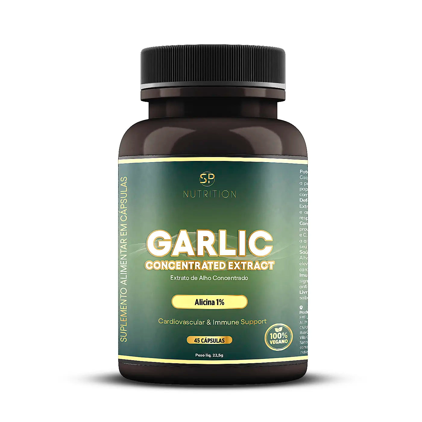 Extrato de Alho Concentrado - 1500 mg - 45 cápsulas - 15 doses - SP Nutrition - Frasco