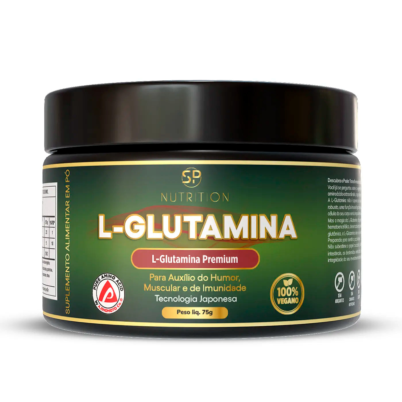 L-Glutamina Premium - 5000 mg - 75 g - 15 doses - SP Nutrition - Frasco