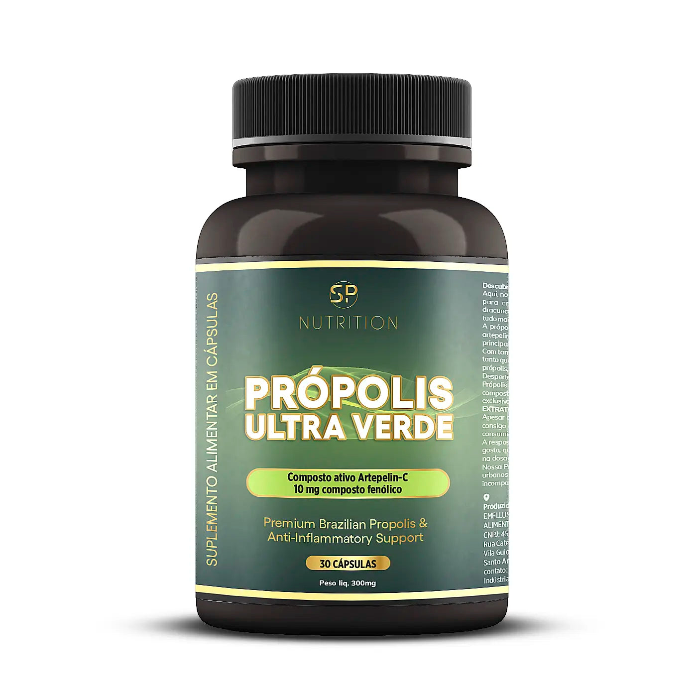 Própolis Ultra-Verde - 10 mg - 30 cápsulas - 15 doses - SP Nutrition - Frasco