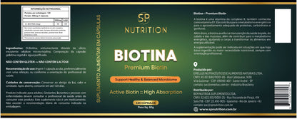 Biotina Premium - 45 mcg - 120 cápsulas - 120 doses